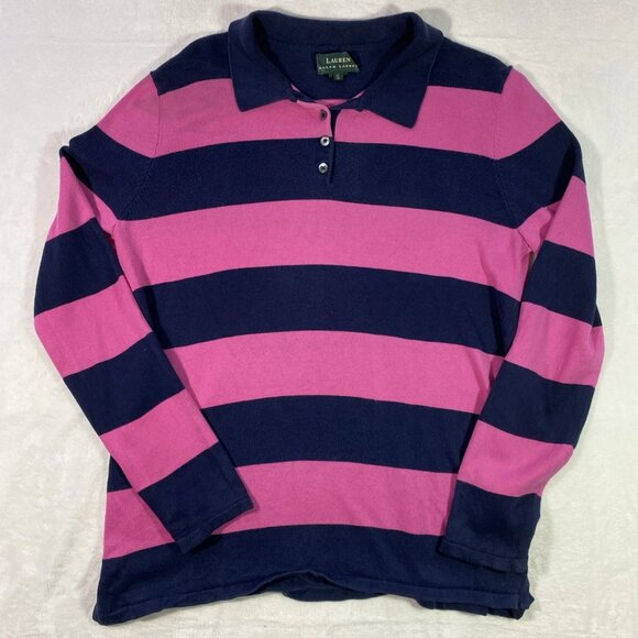 Lauren Ralph Lauren Tops - Lauren Ralph Lauren Womens S Polo Shirt Rugby Cotton Striped Long Sleeve Preppy